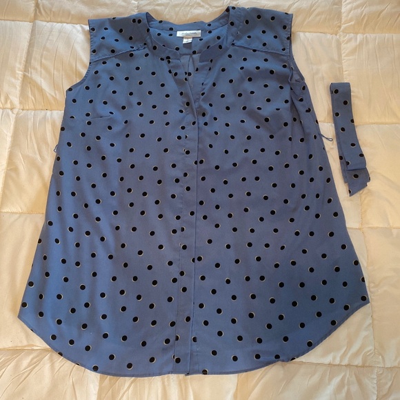 Motherhood Maternity Sleeveless Button Down Polyester Blouse with Tie L - Picture 1 of 6